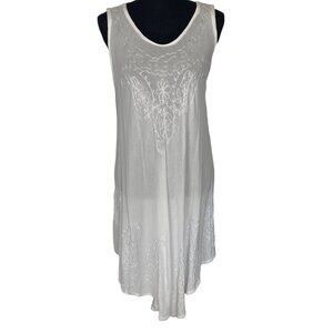 ANANDAS Women Sheer Dress One Size White Embroidered Sleeveless Casual 56-13